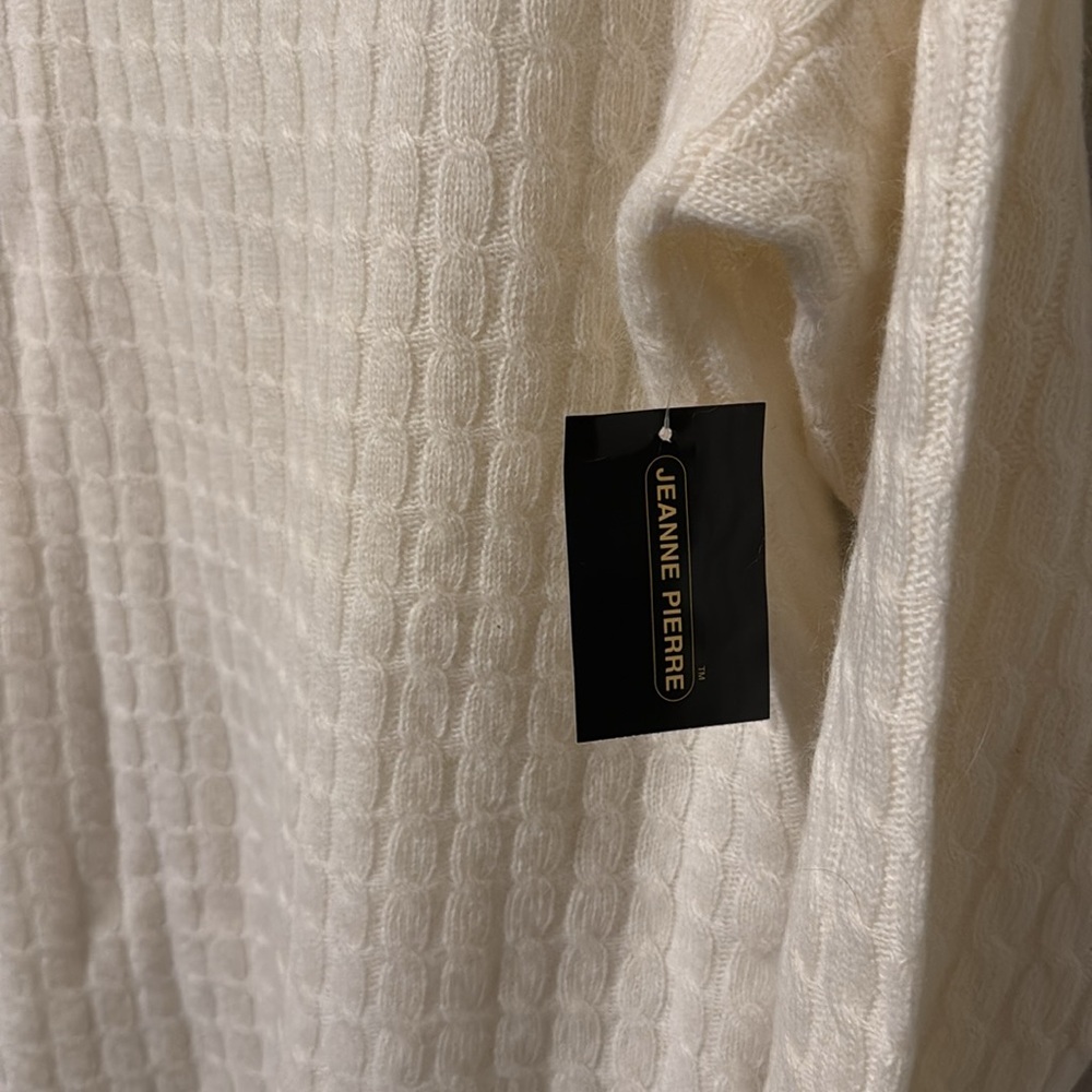 Vintage 80s cable knit sweater NWT by Jeanne Pierre, cream. Large. 60% lambswool - Picture 3 of 10